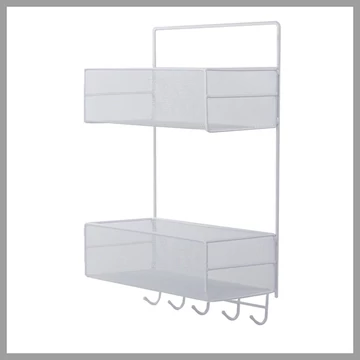 Nalepovacia kovová nástenná polica – biela 27236B