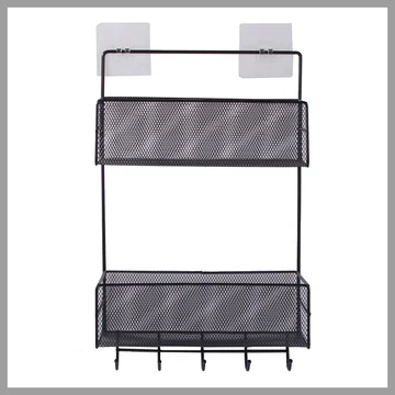 Nalepovací kovová nástenná polica – čierna 27236CZ