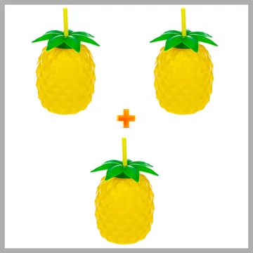 2+1 BANQUET Plastová fľaša so slamkou ANANÁS 880 ml 55062499-2-1