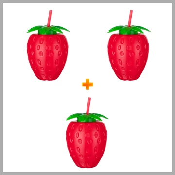 2+1 BANQUET Plastová fľaša so slamkou JAHODA 880 ml 55062501-2-1