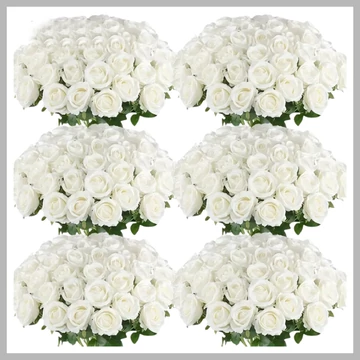 60 ks umelých ruží so stonkami – biele GA2072486