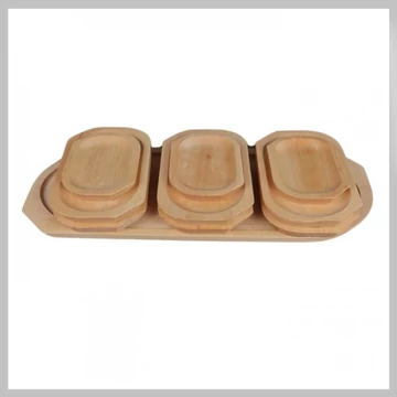 9+1-dielna súprava drevených tanierov – polguľatý tvar 139732