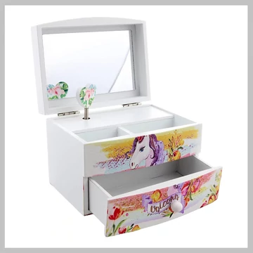 Drevená hudobná šperkovnica s jednorožcom 13x10x9 cm 447733