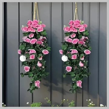 2 ks visiace dekoratívne umelé ružové kytice – HN1203321