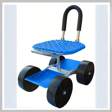 Záhradná koliesková stolička so 4 kolesami a nastaviteľnou výškou RM2815786