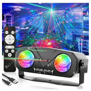 Laserová disko lampa s dvoma RGB guľami – 47754835