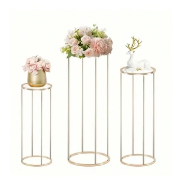Kovový stojanový set – 3 ks kvetináčov v zlatej farbe (53824150)
