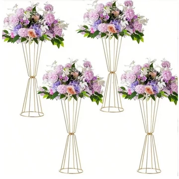 4 ks kvetinových stojanov na dekorácie – zlaté (64085356)