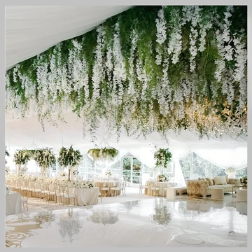 Umelý biely vistériový kvetinový veniec – 48 ks, 110 cm QD1369013