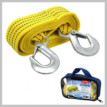 Ploché ťažné lano s karabínou pre vozidlá, nosnosť 3000 kg – 01237