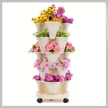 16-dielna súprava kvetináčov na kolieskach – DE379983