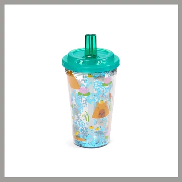 Detský trblietavý pohár so slamkou CUP81