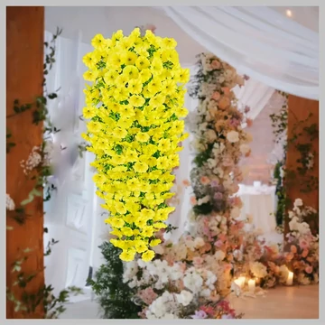 4 ks UV odolné visiace umelé kvety – 77 cm – Žiarivo žlté HT3286715