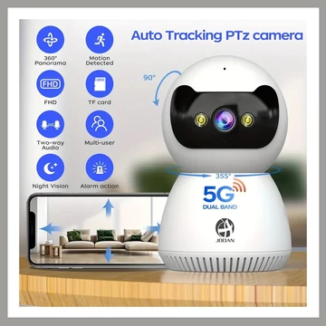 JOOAN 5G WiFi inteligentná otočná IP kamera – s nočným videním, detekciou pohybu a obojsmerným zvukom KE280262