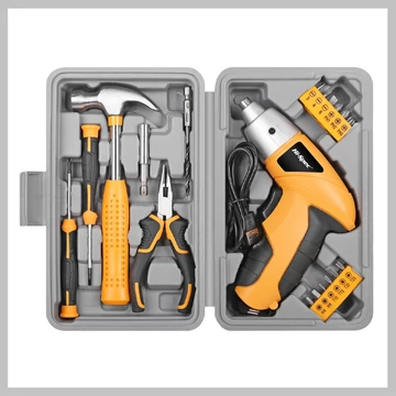 Kompaktná 3,6 V elektrická sada náradia s úložným boxom – žltá LR666726-S