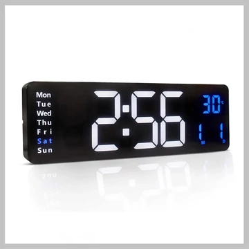 Plastové digitálne nástenné hodiny – 40 cm, LED displej, dátum, teplota, diaľkové ovládanie 6286408