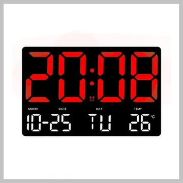 Veľký LED digitálny nástenný/stolový hodiny – dátum, čas, teplota 6386428 