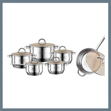 Bachmayer BM-1205 – 12-dielna súprava hrncov z nehrdzavejúcej ocele so sklenenými pokrievkami