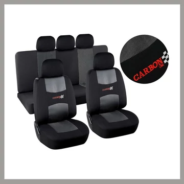 Súprava poťahov na sedadlá CARBON DARK – 9-dielna, čierna, kompatibilná s airbagmi 31689