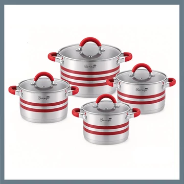 Súprava hrncov Bachmayer 8 dielna so silikónovými rukoväťami BM-4010