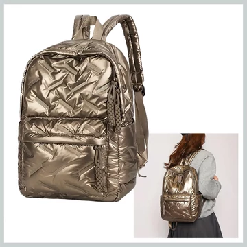 Lesklý prešívaný batoh – zlatý EQ1913613-a