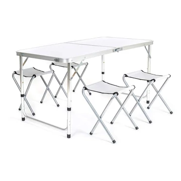 Súprava skladacích kempingových stolov a stoličiek – 1x stôl + 4 stoličky, hliníková konštrukcia 50303000
