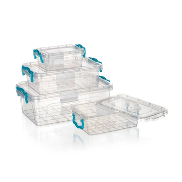 Súprava úložných boxov – 5 dielov s priehľadným vekom a uzatvárateľným vekom 55081006
