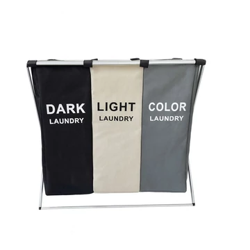 Skladací kôš na bielizeň s 3 priehradkami holm0739