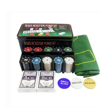 Súprava na poker Texas Hold'em v kovovej krabičke – holm3724