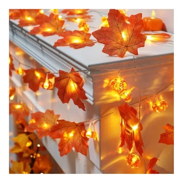 Jesenná dekoračná svetelná reťaz – s motívom javorových listov a tekvíc MA4607083