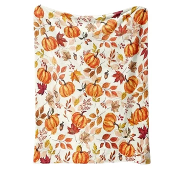 Jesenná flísová deka s motívom tekvíc a listov – 150 × 130 cm BW5475772-4