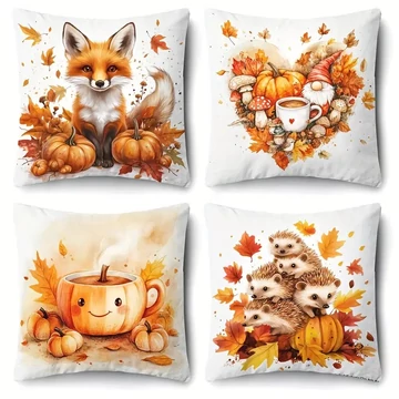 4-dielna jesenná sada dekoračných obliečok na vankúše QF362667