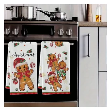 Vianočná sada utierok – 2 kusy, vzor perníkov, 40×60 cm – AD3765774