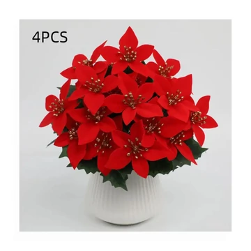 Vianočná kytica z vianočných hviezd – 4 kusy, červená – AQ6149178-2