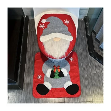 Vianočná sada toaletných predložiek – vzor Santa Claus, 2 kusy, červená a sivá – NK280024-3