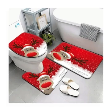 Vianočná kúpeľňová sada – 3 diely, vzor so sobmi – RA4409051