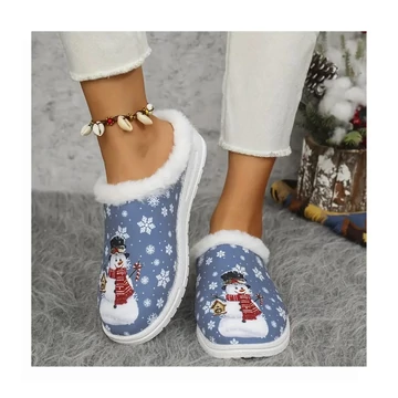 Vianočné dámske papuče – vzor snehuliaka, modré – TH5563956-2