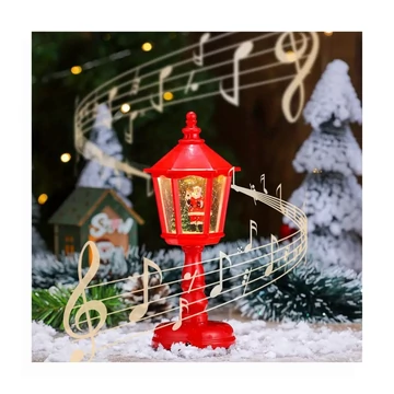 Vianočná hudobná lucerna so svetlami – 21,5 cm, červená – YY394972-2