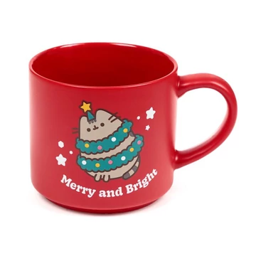 Vianočný porcelánový hrnček – Mačka Pusheen XMUG449