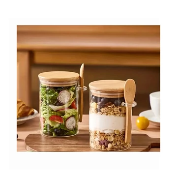 2 sklenené nádoby s bambusovými viečkami a lyžičkami – 600 ml EL4569209