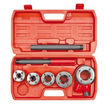 Súprava na rezanie závitov s račňovým pohonom – 7 dielov, 3/8„–1,1/4“ (5 hláv + račňa + rukoväť) TO-55820