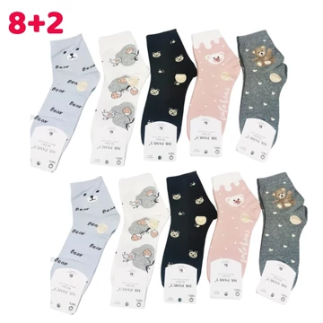 8+2 Dámske ponožky - Medvedí vzor 35-38 MP3513-2