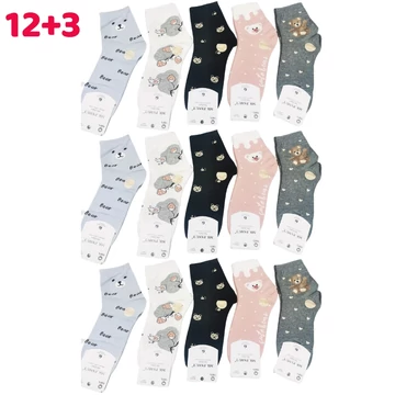 12+3 Dámske ponožky - Medvedí vzor 38-41 MP3513-5