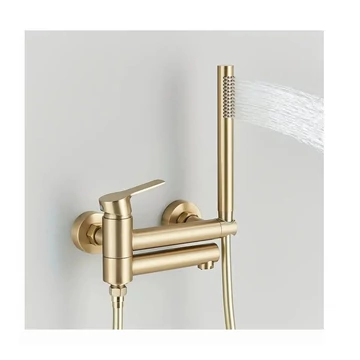 Zlatá vaňová batéria s ručnou sprchou – DM962023