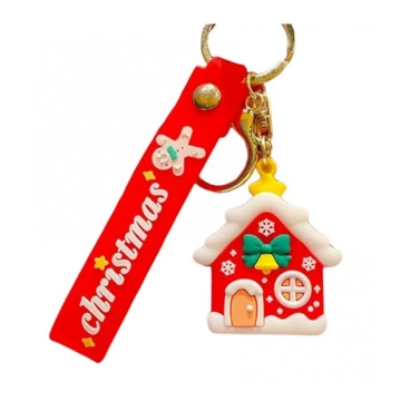 Vianočný prívesok na kľúče s karabínou – motív perníkového domčeka BRL344