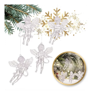 Vianočná dekorácia – Sada kryštálových anjelov (4 kusy) KSN165