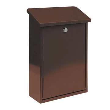 Poštová schránka 400 × 250 × 100 mm — hnedá, oceľ 0,6 mm, s 2 kľúčmi TO-78572