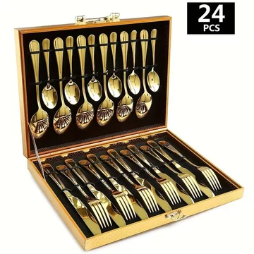 24-dielna zlatá sada príborov – nerezová oceľ BE597192