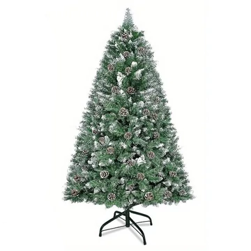 150 cm umelý smrek – efekt zasneženia, zdobený šiškami TH429685