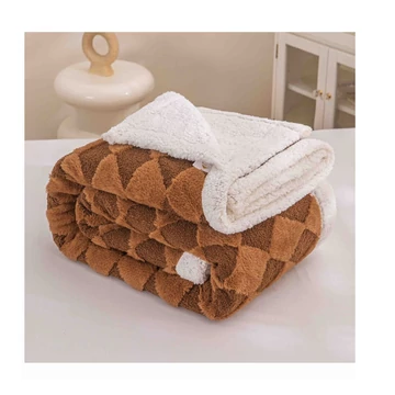 Sherpa prikrývka s hnedým a bielym kosočtvercovým vzorom, 200 × 220 cm ZF-SB200